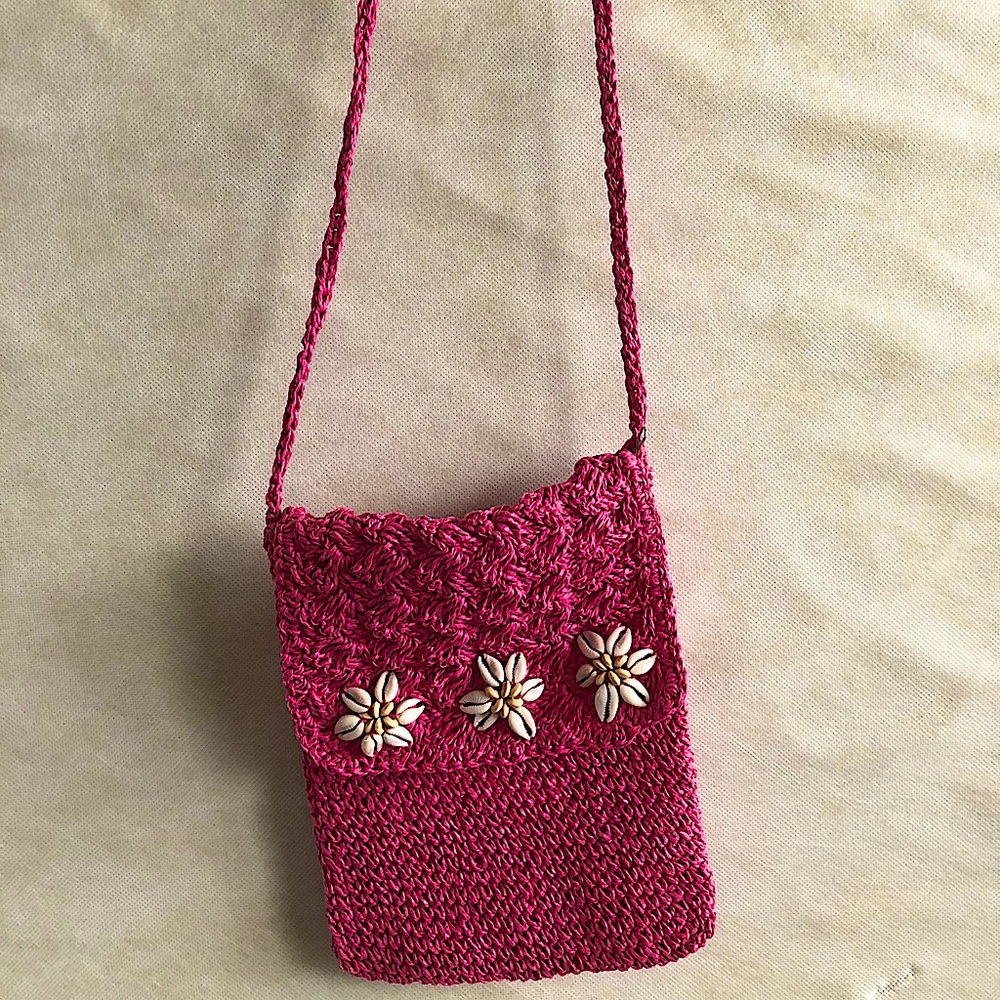 Woven Small Crossbody Bag pink fuchsia